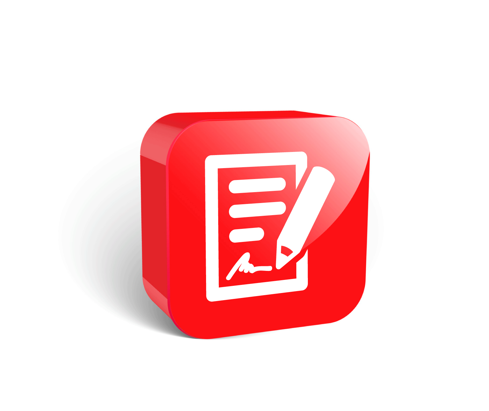 duża czerwona ikona 3D, umowa o pracę