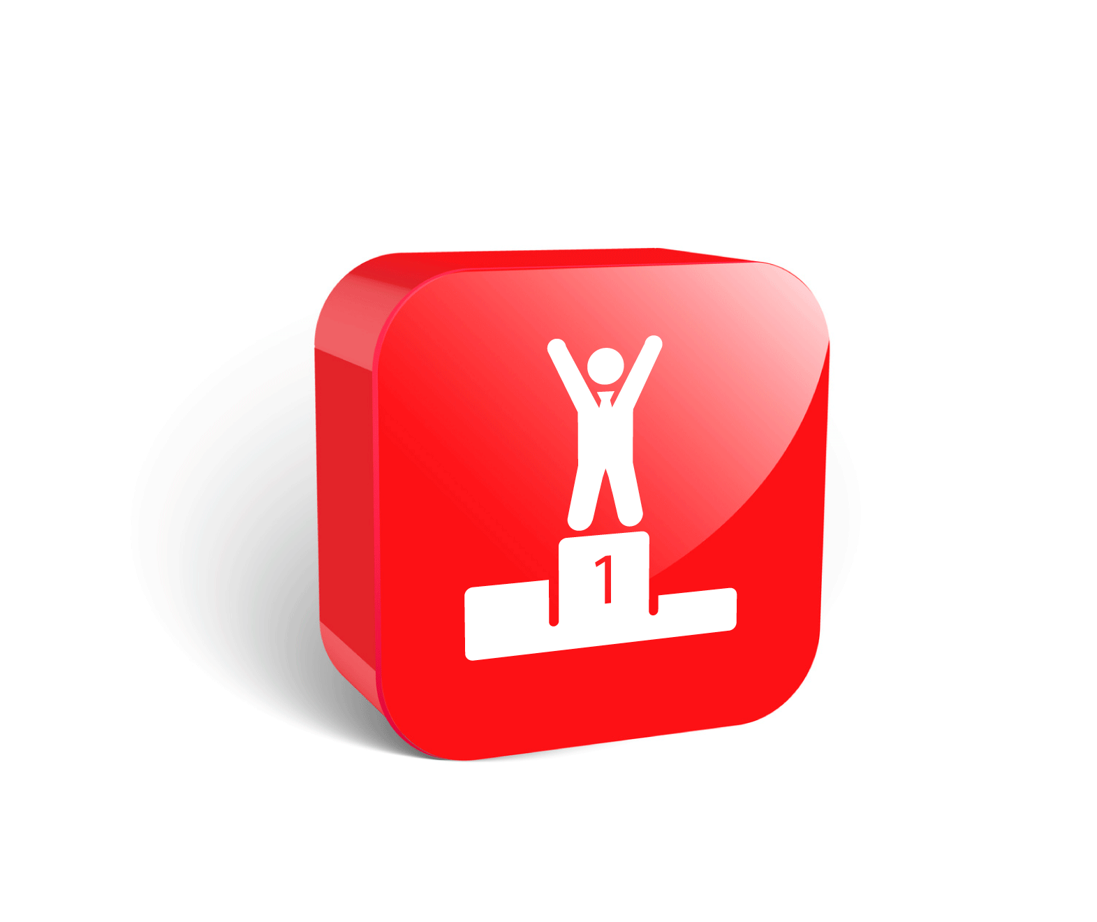 duża czerwona ikona 3D, podium, nagrody jubileuszowe
