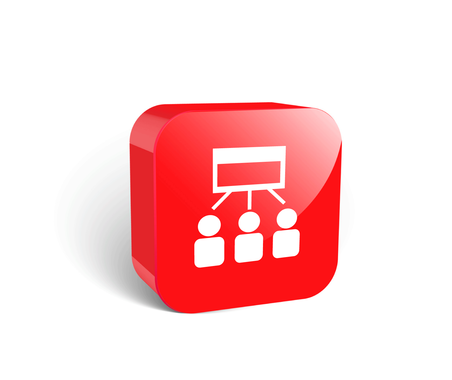 duża czerwona ikona 3D, szkolenie wprowadzające