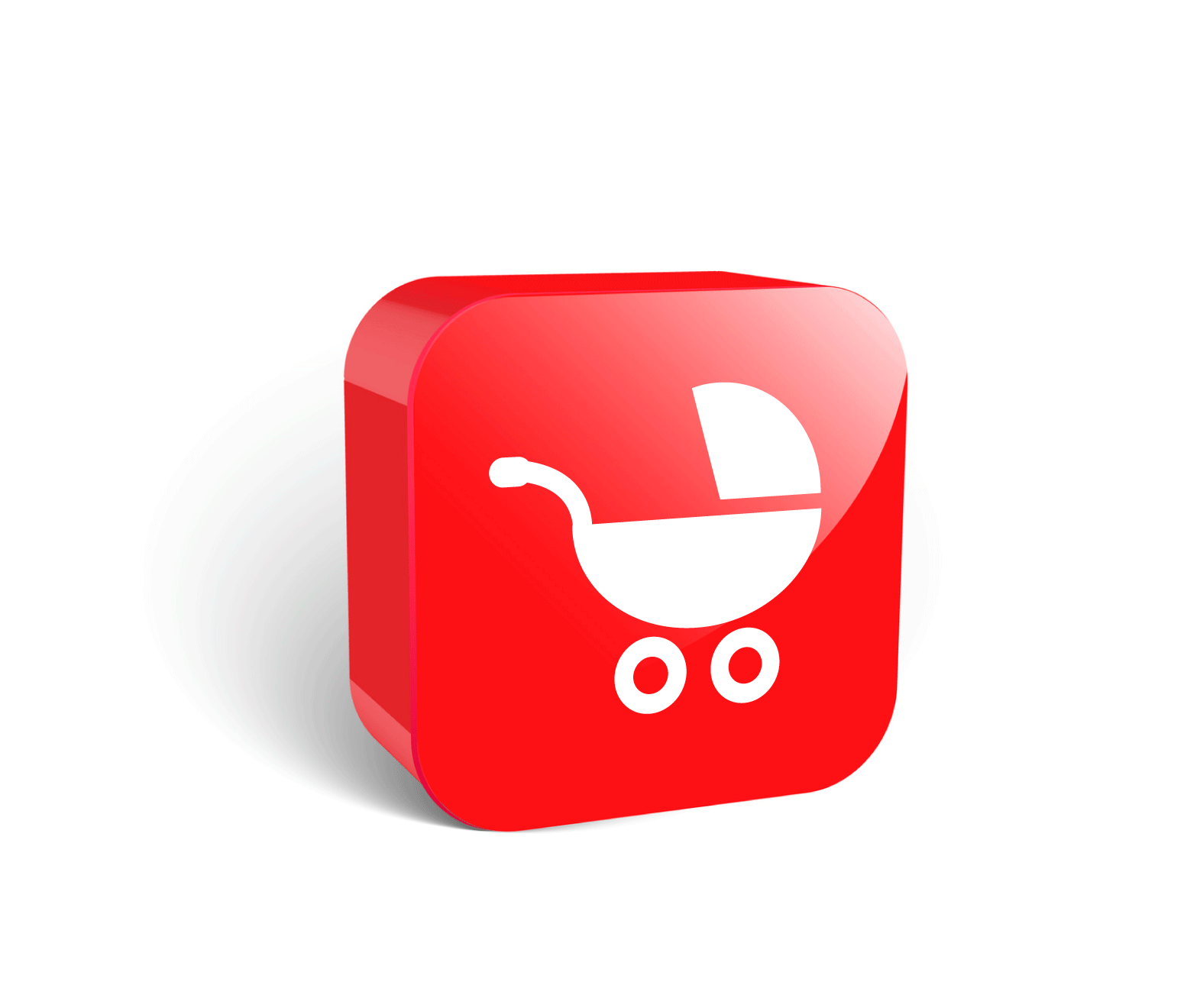 duża czerwona ikona 3D, wózkowe dla rodziców