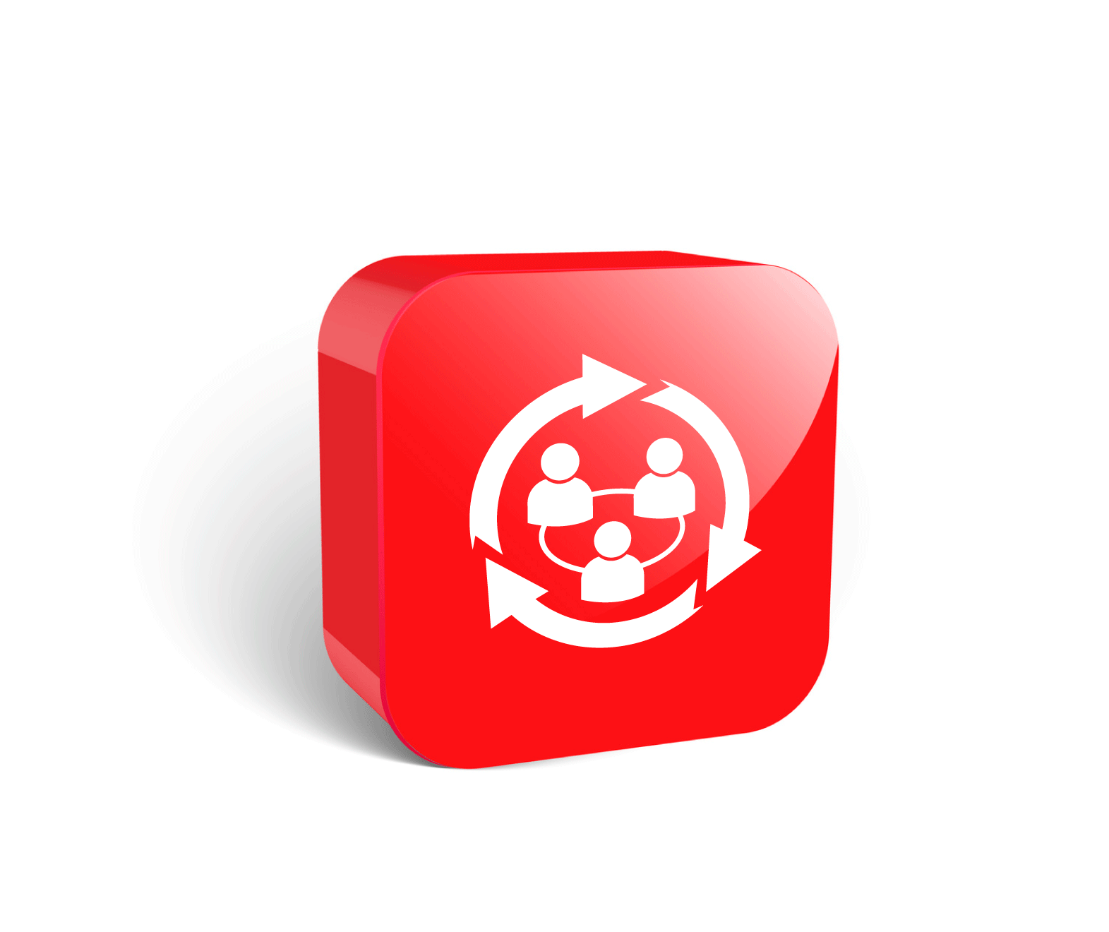 duża czerwona ikona 3D, wsparcie współpracowników